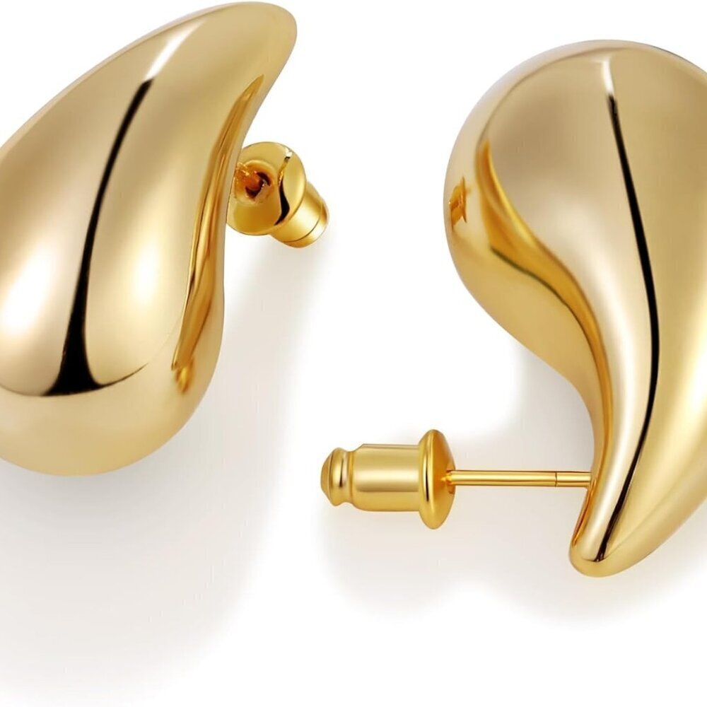 Gold Teardrop Earrings Women Sterling Silver Post 14K Gold Drop Jewelry